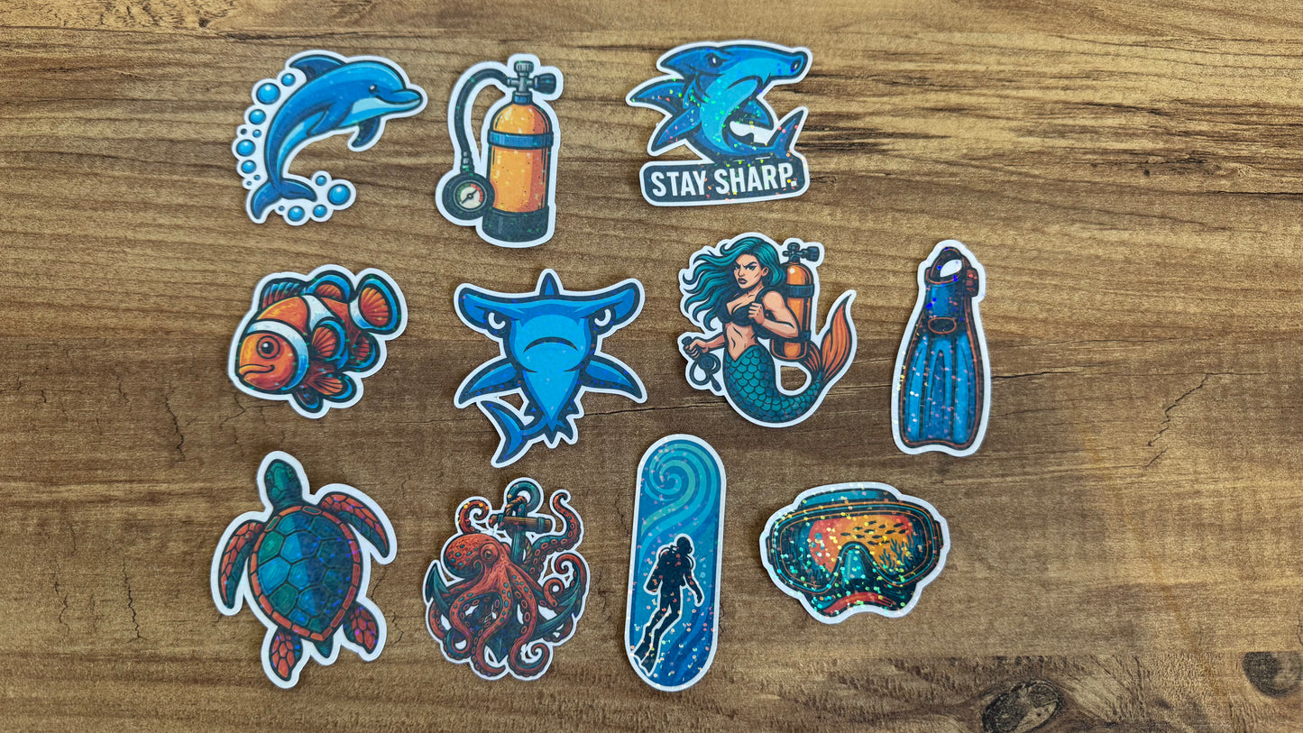 Stickers plongée, poissons étanches – effet holographique, irisé ou pailleté