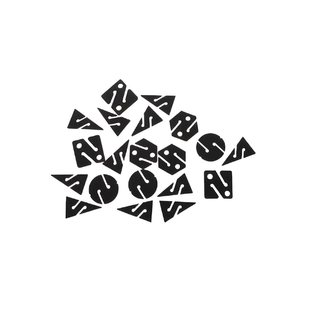 Marqueurs de plongée assortis noirs - flèches directionnelles, carrés, ronds et hexagones imprimés en 3D pour spéléologie souterraine