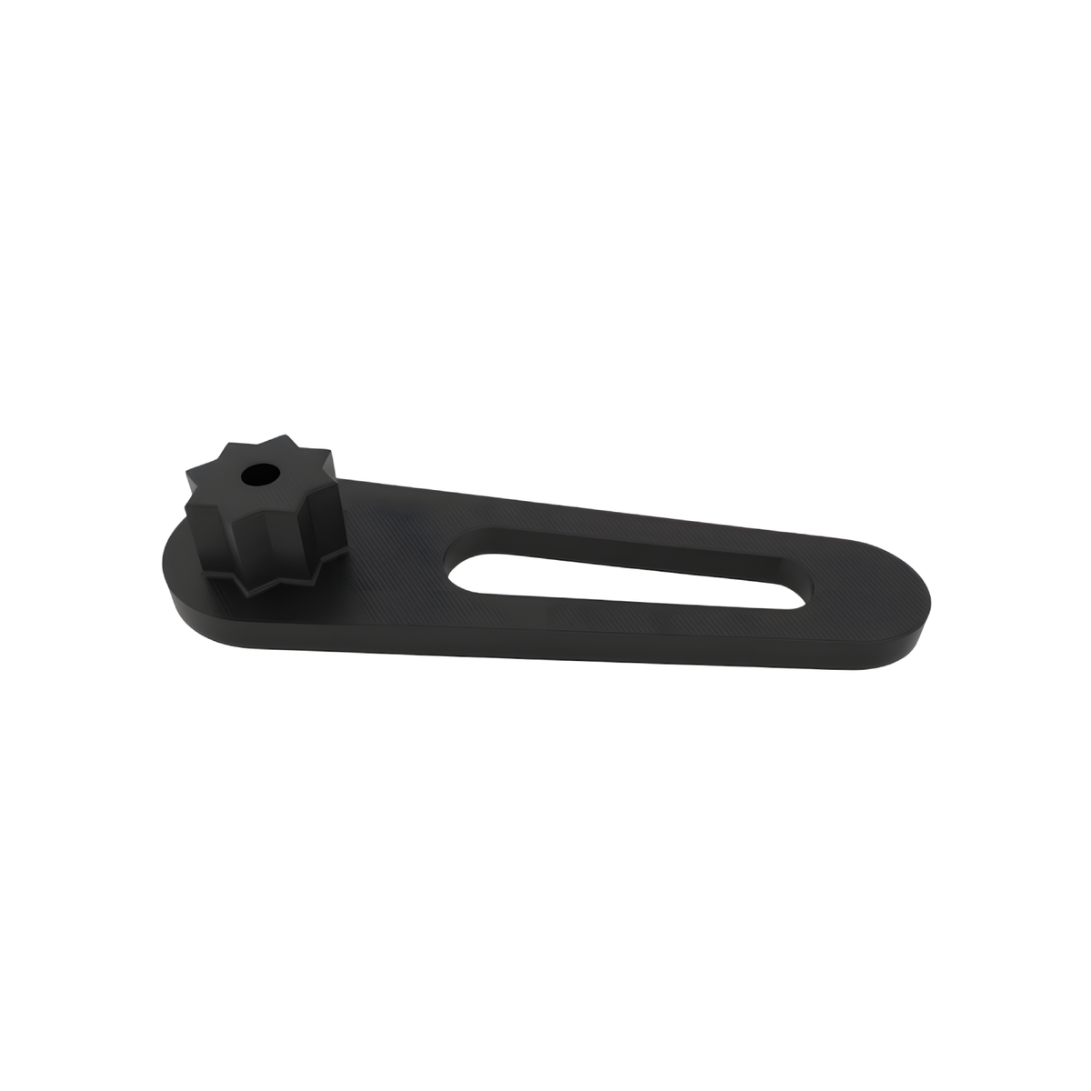 Cle nable 8 pans noire imprimee 3D vue de profil sur fond blanc