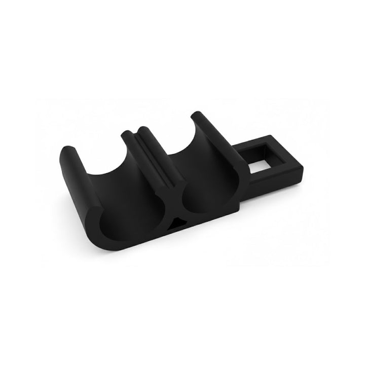 Accroche flexible plongée double noir clip détendeur octopus vue 3D fond blanc