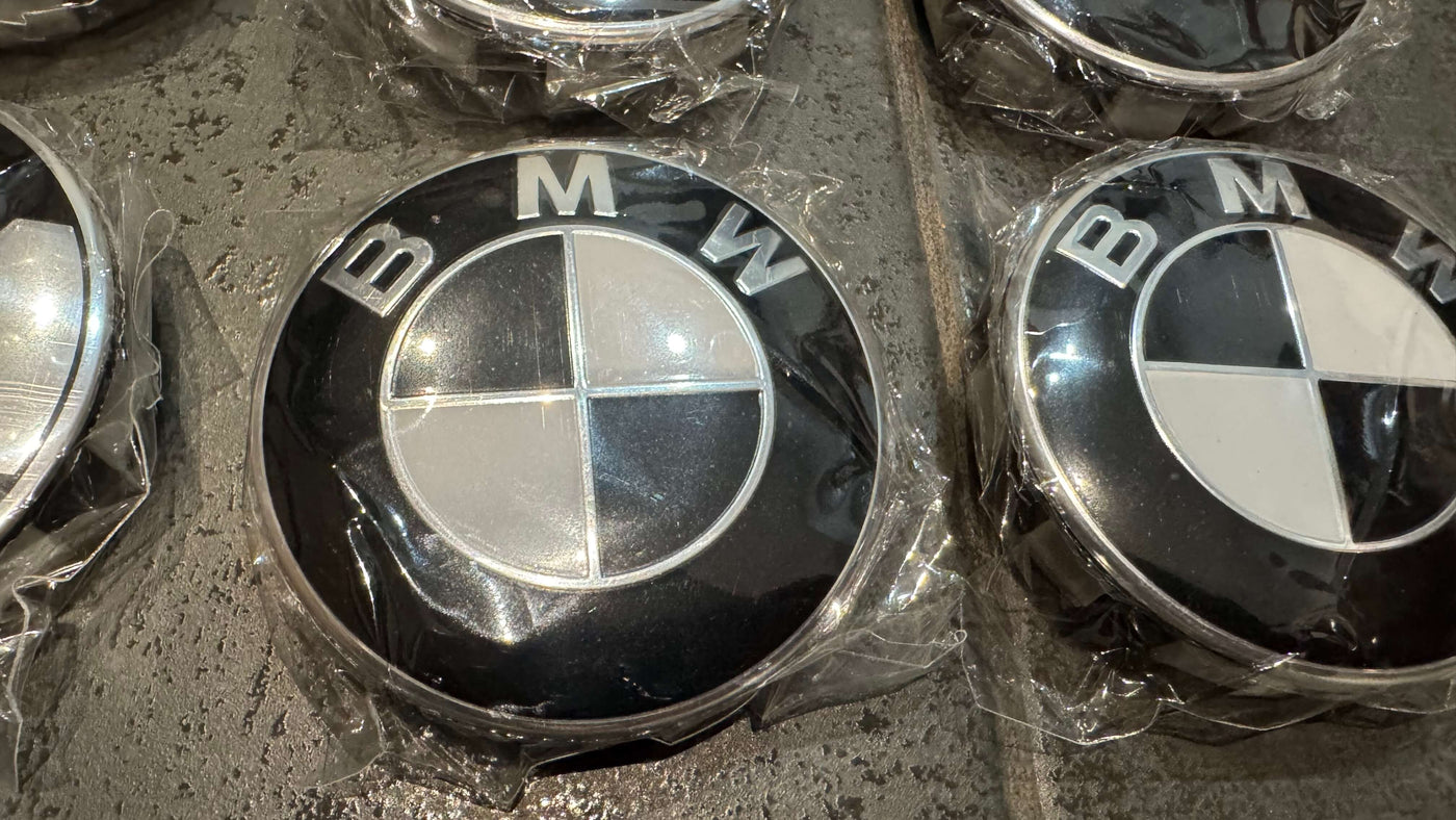 Cache moyeu BBS avec logo BMW noir et blanc élégant pour jantes BBS RZ BMW E30