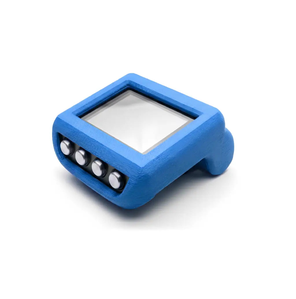 Coque protection TPU bleue ordinateur plongée Mares Genius vue 3/4 fond blanc