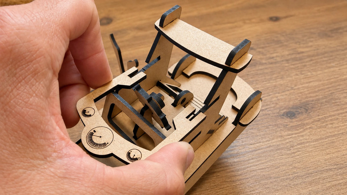 Montage de test du puzzle bois 3D à l'atelier
